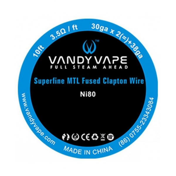 Σύρμα N80 / NI80 Superfine MTL Fused Clapton Vandy Vape Σύρμα N80 / NI80 Superfine MTL Fused Clapton Vandy Vape